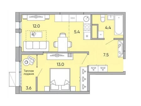 Продать двухкомнатную квартиру, 45.9 м², этаж 18 из 18. Фото 7