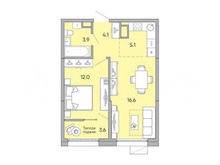 Купить двухкомнатную квартиру, 45.3 м², этаж 10 из 18. Фото 1