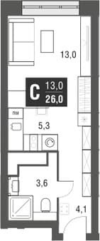 Продажа однокомнатной студии, 26 м², 10 мин. до метро пешком, этаж 39 из 52. Фото 7