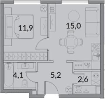 Продам однокомнатную квартиру, 38.8 м², 15 мин. до метро пешком, этаж 9 из 27. Фото 1