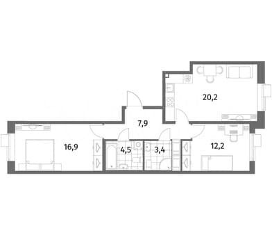 Продажа двухкомнатной квартиры, 65.1 м², этаж 2 из 8. Фото 5